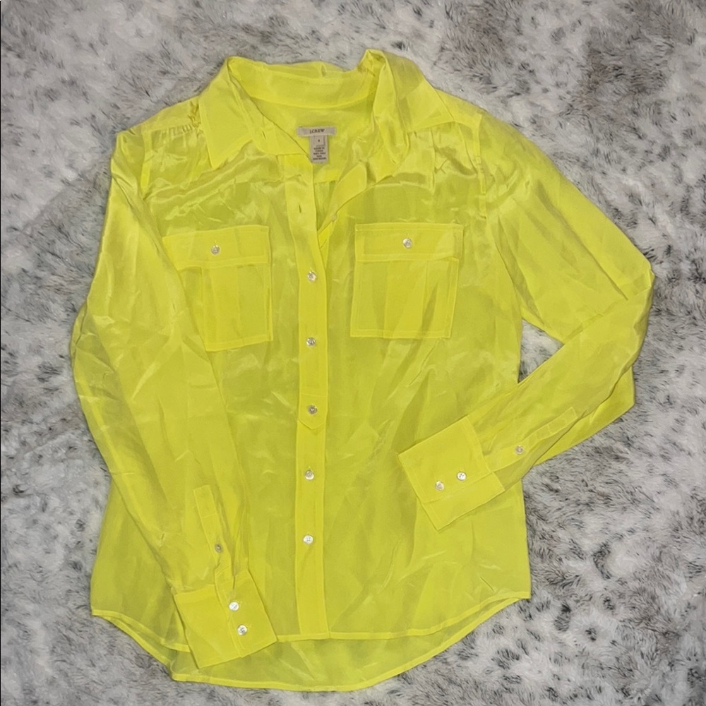 NWOT- J.Crew- Vibrant Yellow Silk Blouse